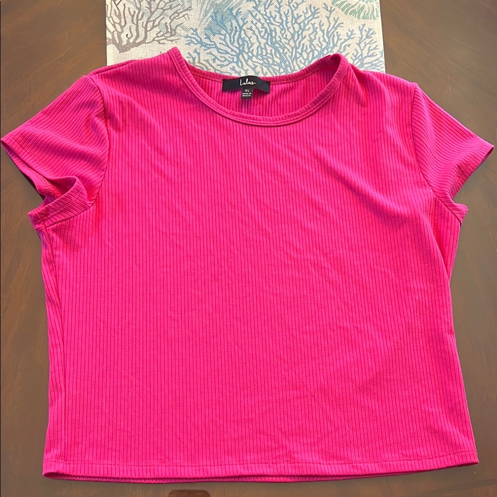 Lulu's Pink Ribbed Women's Top